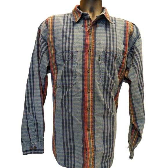 Colours by Alexander Julian Shirt Mens XL Plaid Cotton Long Sleeve Vintage Style - Picture 4 of 13